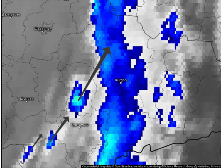Карта осадков курган в реальном времени