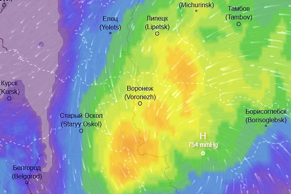 Карта осадков мичуринск сегодня