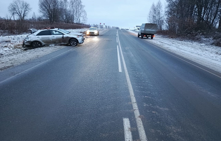 ﻿Два человека пострадали после ДТП с опрокинувшейся иномаркой в Белевском районе