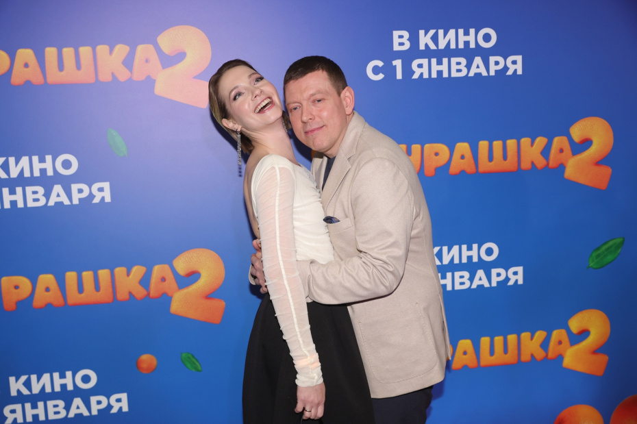 Мария Луговая и Сергей Лавыгин на премьере фильма «Чебурашка-2»