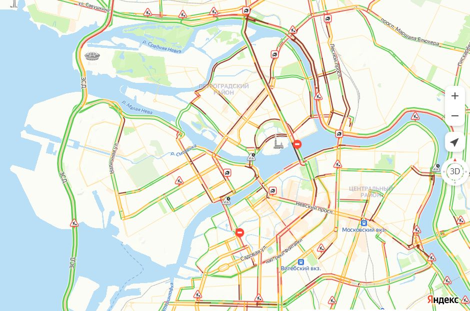 Карта с пробками санкт петербург