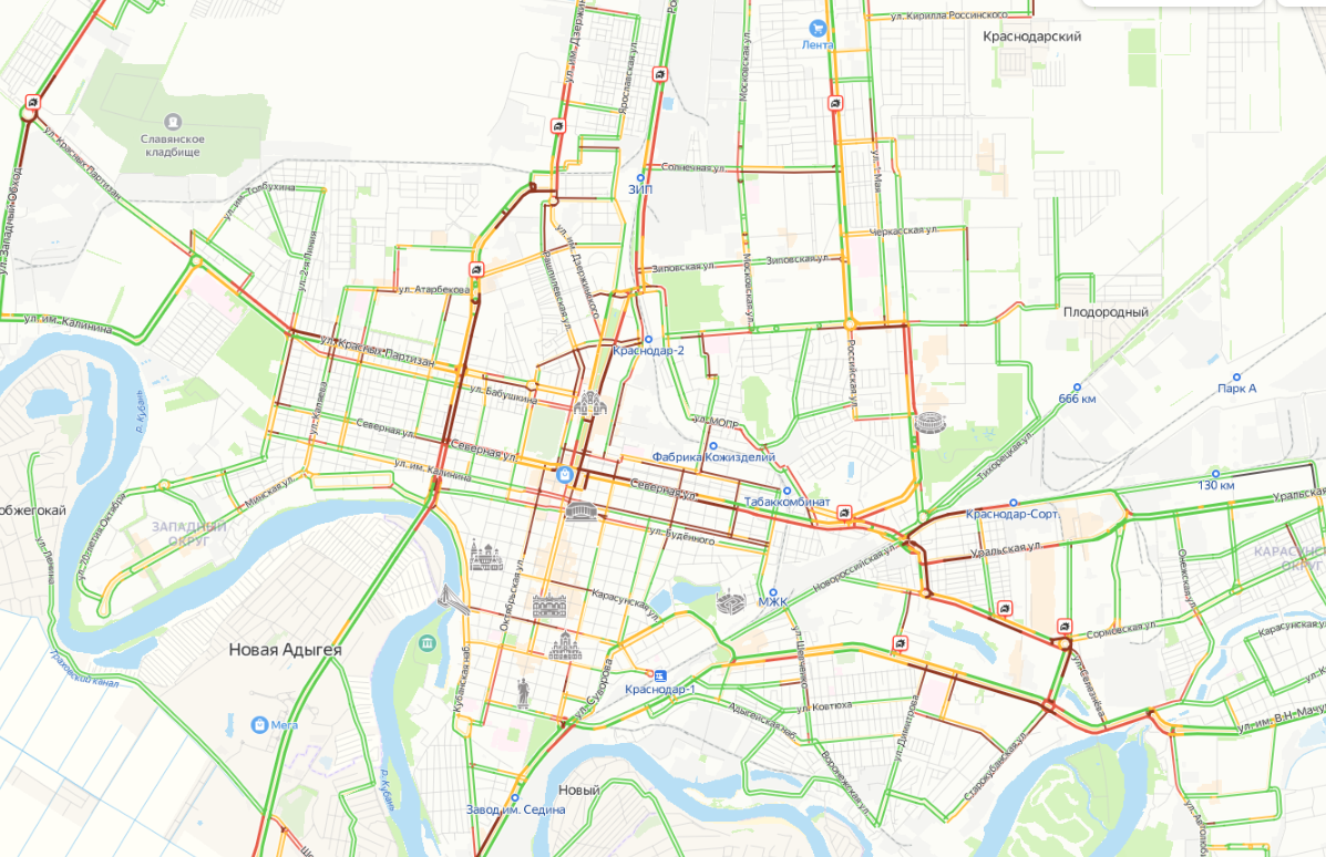 Карта краснодара 2023 года. Карта Краснодара 2023. Ул Седина Краснодар на карте. Краснодар пробки карта.