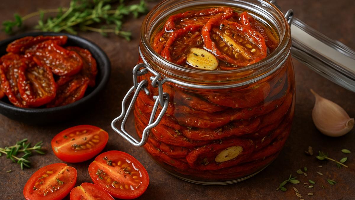 Вяленые помидоры с чесноком и травами