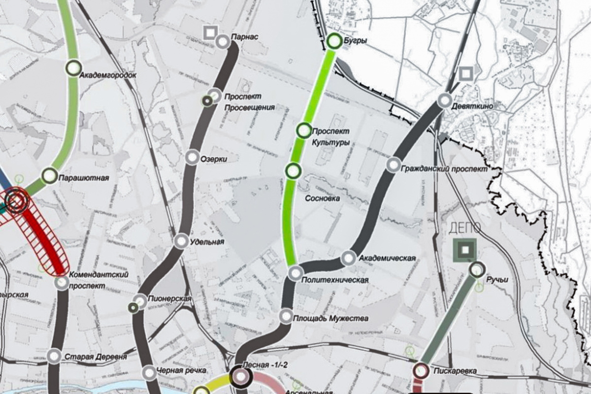 Перспективная схема развития Кировско-Выборгской линии 