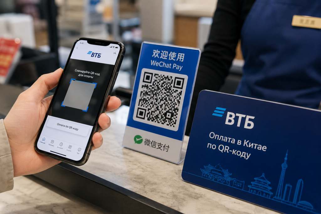 Клиенты ВТБ теперь могут оплачивать покупки в Китае по QR-кодам