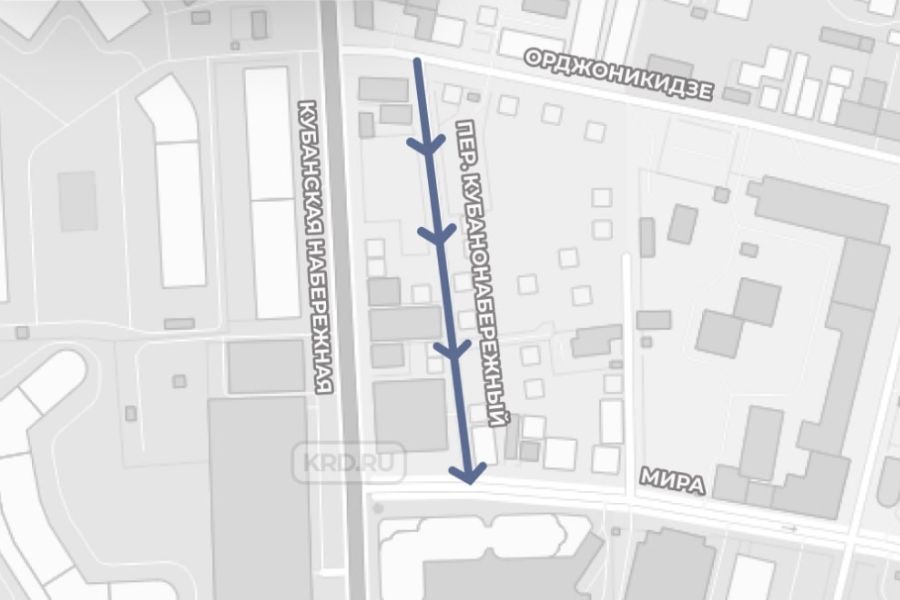 Схема движения по переулку Кубанонабережный с 10 марта 2024 г. © Скриншот публикации на сайте администрации Краснодара, Krd.ru