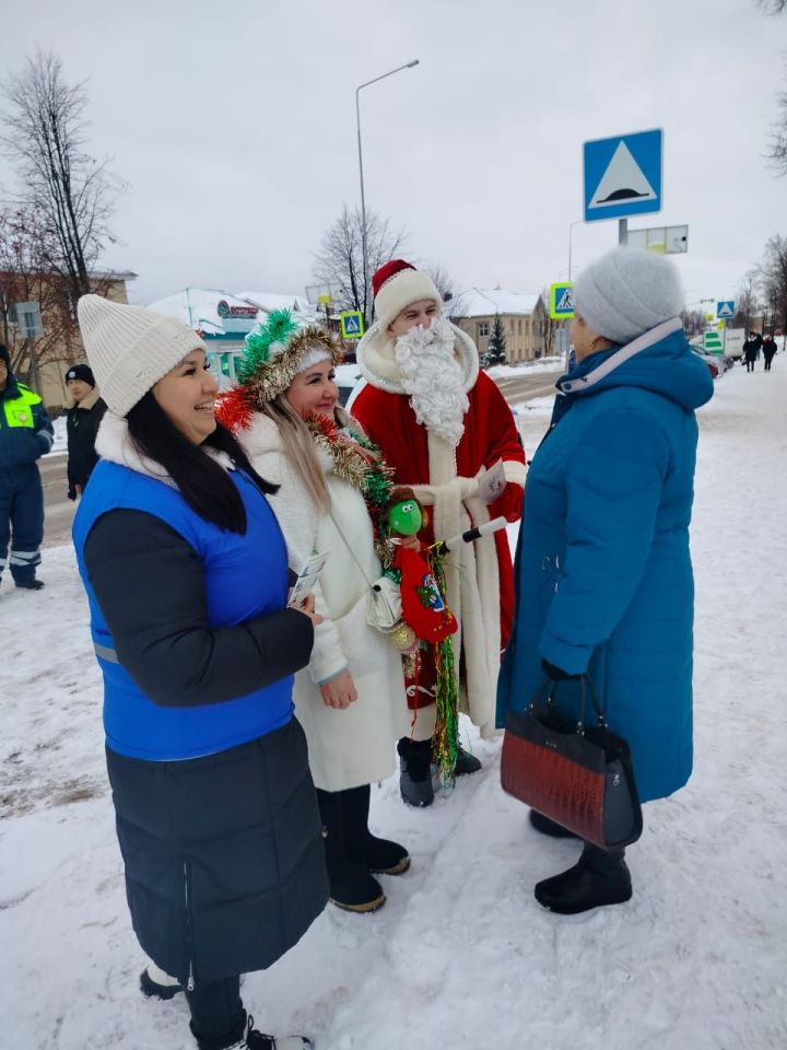 В Агрызе госавтоинспекторы поздравили жителей с наступающим Новым годом