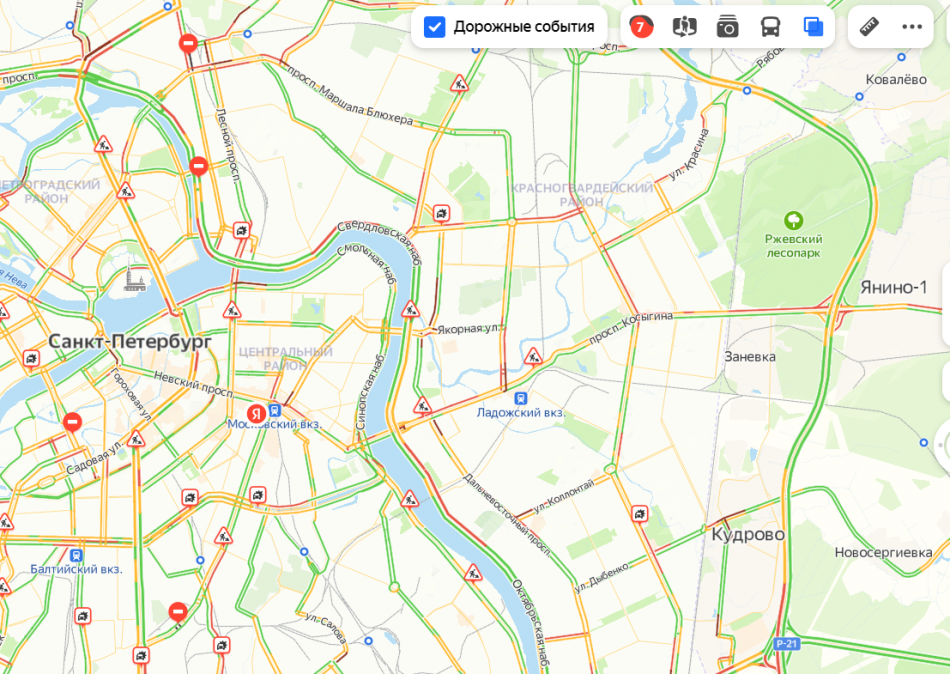 Карта с пробками санкт петербург