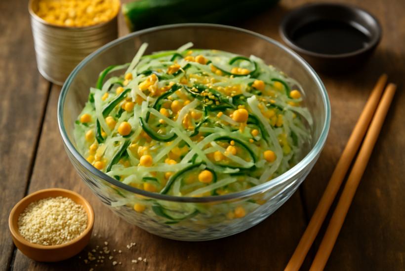 Салат из фунчозы с кукурузой