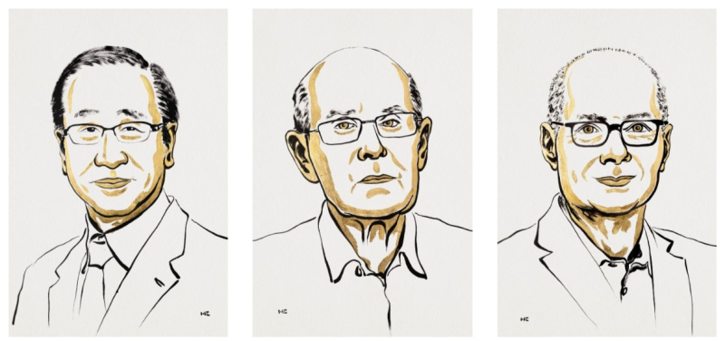 Сусуму Китагава, Ричард Робсон и Омар Яги. Источник: nobelprize.org 
