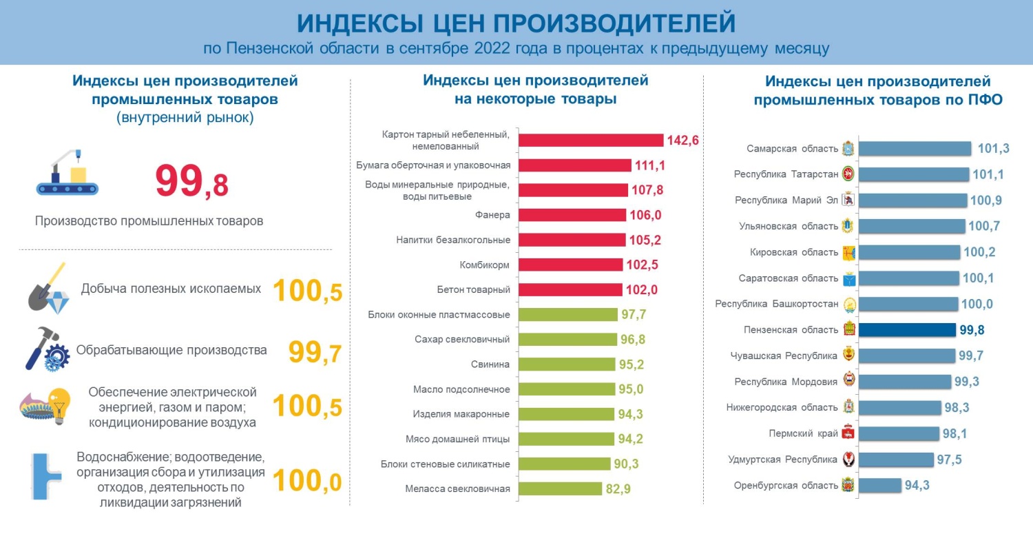 Индекс респ. Индекс цен производителей промышленных 2022 год. Региональные цены. Экономика Пензенской области 2022. Какие товары производят в Пензенской области.