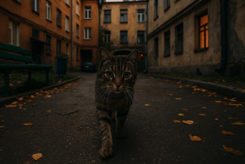 Кошка в городском дворе