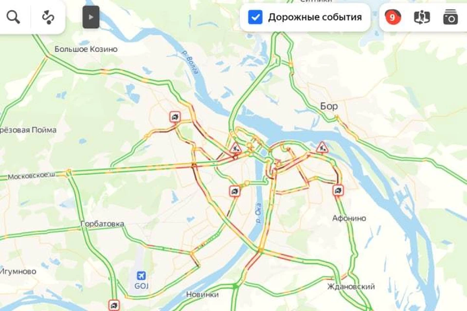 Карта пробок в нижнем новгороде