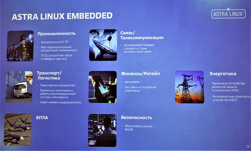 Варианты применения Astra Linux Embedded, из презентации «Группы Астра»