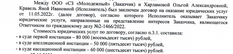 В документах подробно расписано, во сколько застройщику обошлись юридические услуги Кравель