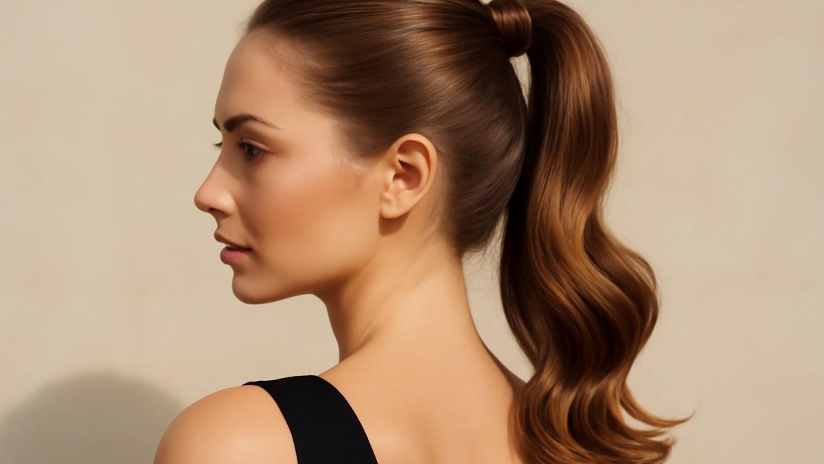 Стильный низкий хвост с локонами