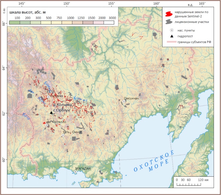 Результаты спутникового мониторинга нарушенных земель Магаданской области в 2022 г.