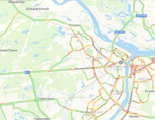 Карта нижнего новгорода пробки на дорогах онлайн в реальном