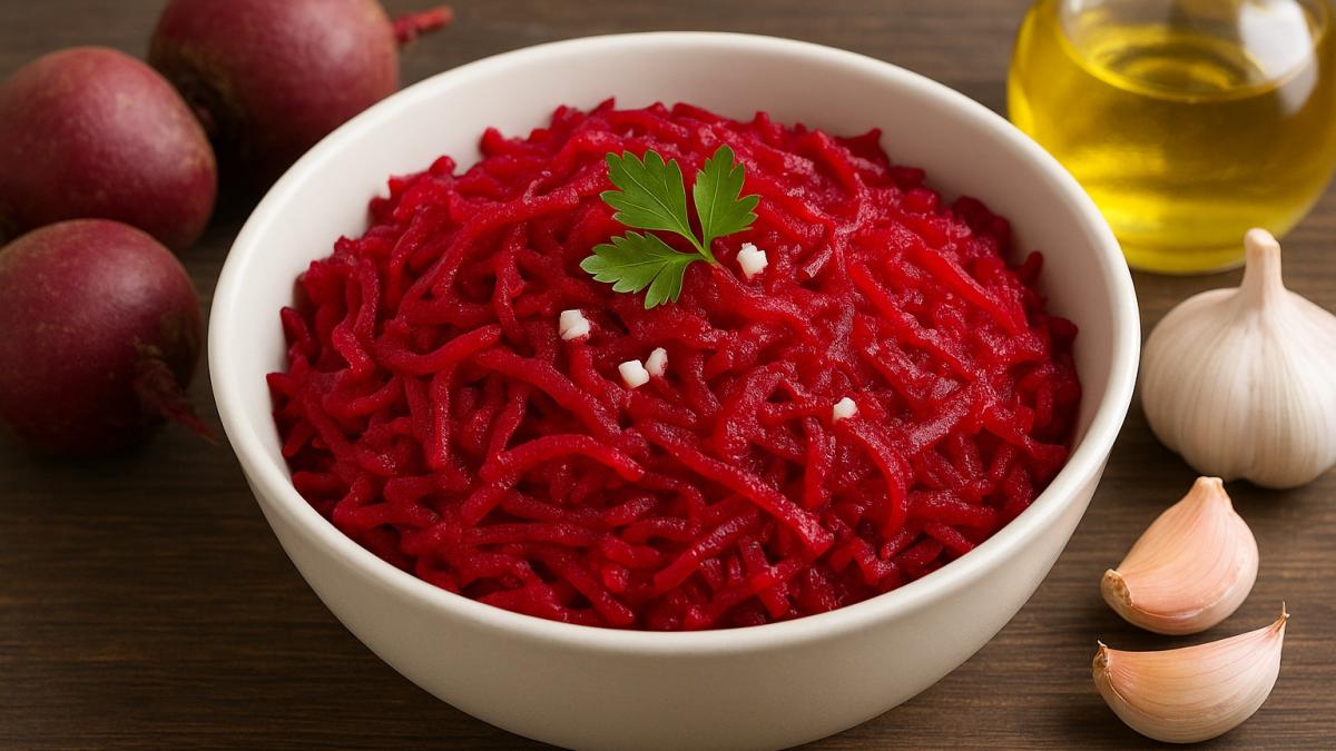 Салат из свёклы с чесноком и маслом