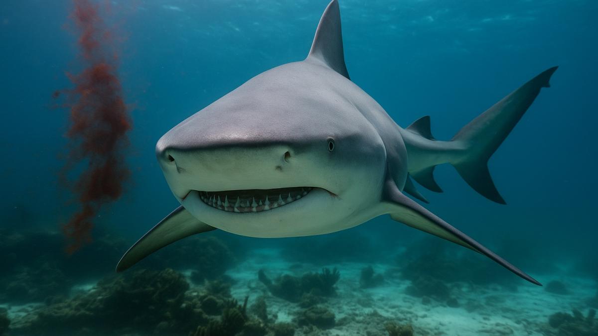 Акула-бык под водой
