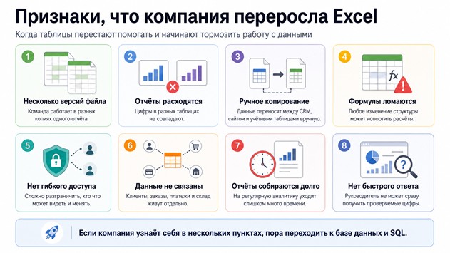 От Excel к SQL: когда бизнесу пора переходить от таблиц к базам данных