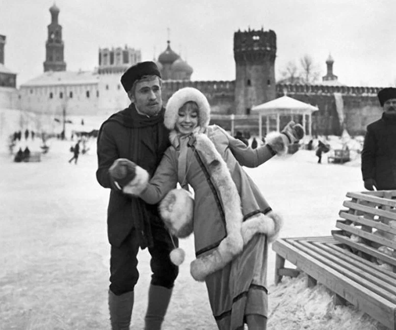 Анастасия Вертинская и Борис Голдаев на съемках фильма «Анна Каренина», 1967 год