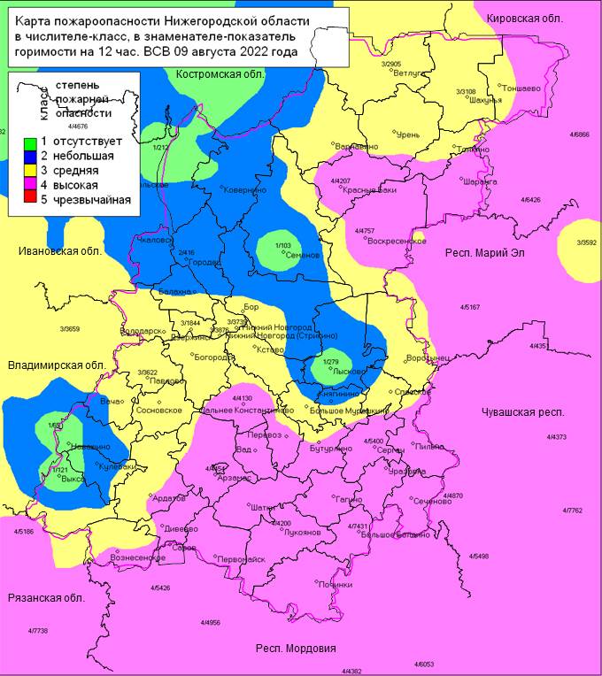 Карта пожароопасности в нижегородской области