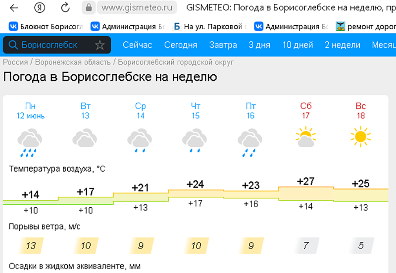 Погода в черноземье