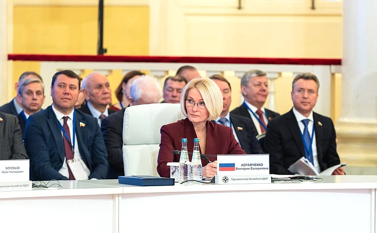 Участие делегации Совета Федерации во главе с заместителем Председателя Совета Федерации Юрием Воробьевым в совместном заседании Совета и восемнадцатом пленарном заседании ПА ОДКБ