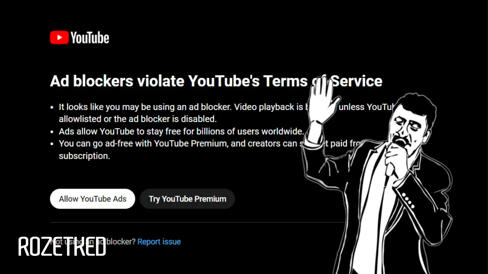 Обойти запрет для блокировщиков рекламы в YouTube можно подменой User Agent-заголовка на Windows Phone