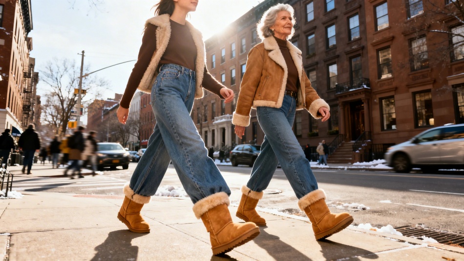 Ugg-ботинки и широкие джинсы: неожиданный стильный союз в Нью-Йорке 2026
