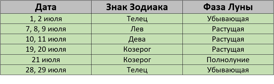 Календарь покраски волос на 2024 год