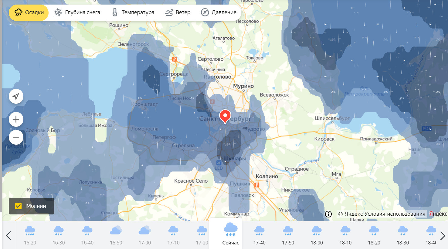 Карта осадков питер