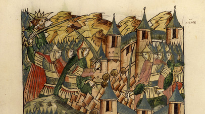 Битва на Калке, миниатюра лицевого летописного свода, XVI век