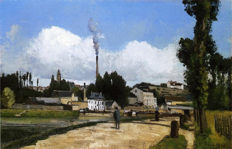 Камиль Писсарро. Пейзаж с заводом вдали. 1867