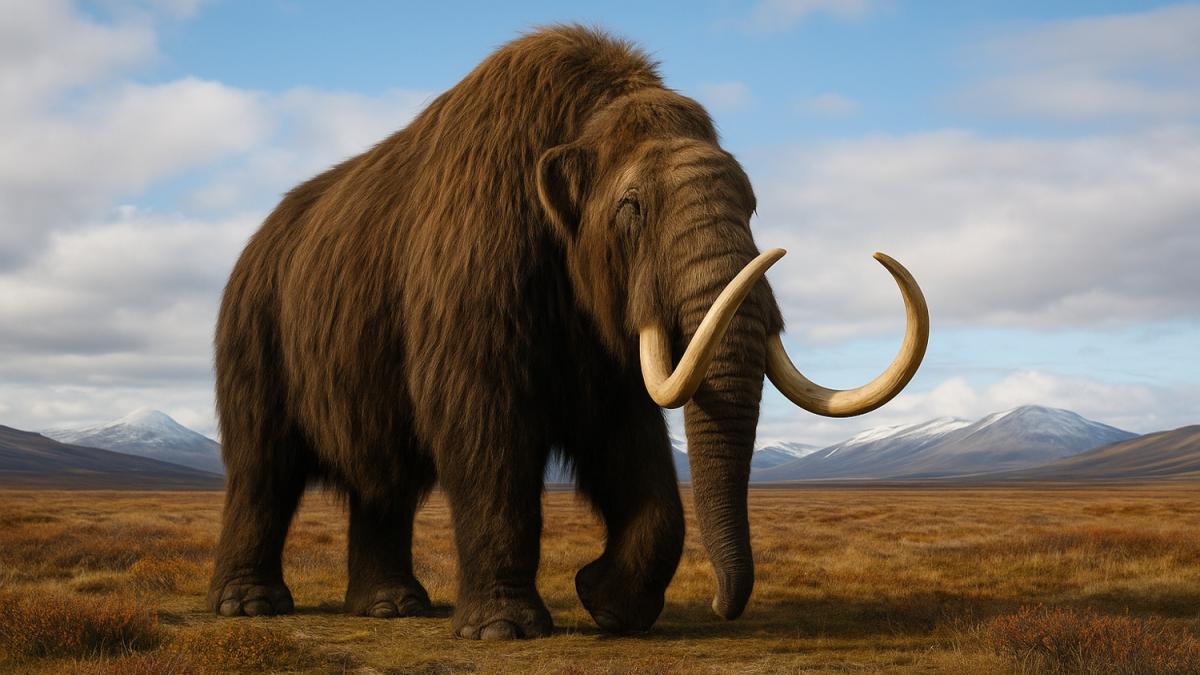 Шерстистый мамонт в тундре