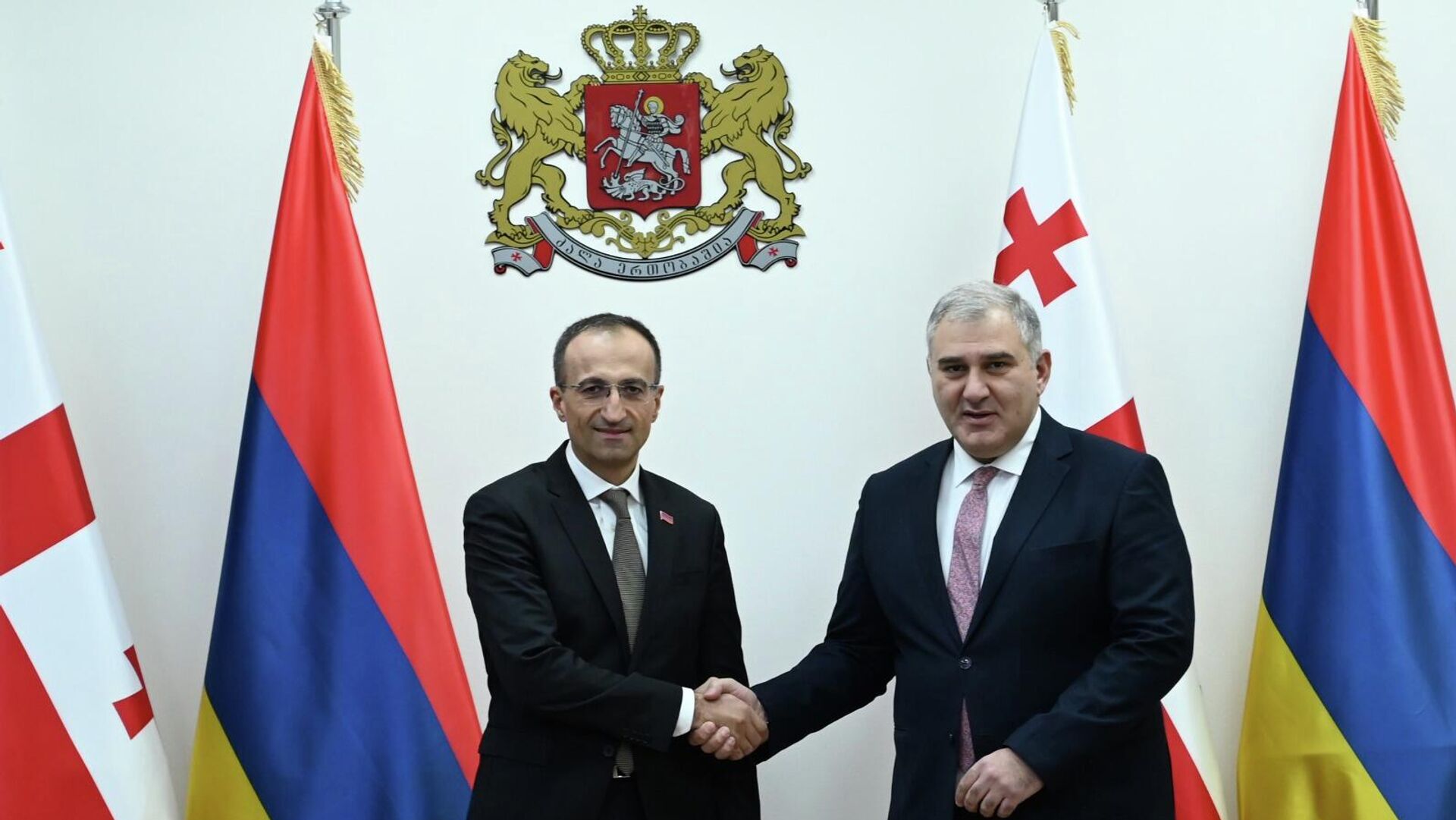 Министры здравоохранения Грузии и Армении Михаил Сарджвеладзе и Арсен Торосян - Sputnik Грузия, 1920, 09.12.2025