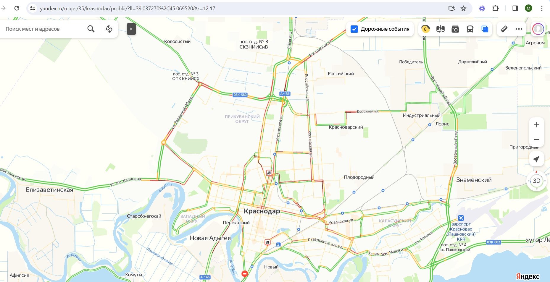 Пробки Краснодар. Краснодар пробки карта.