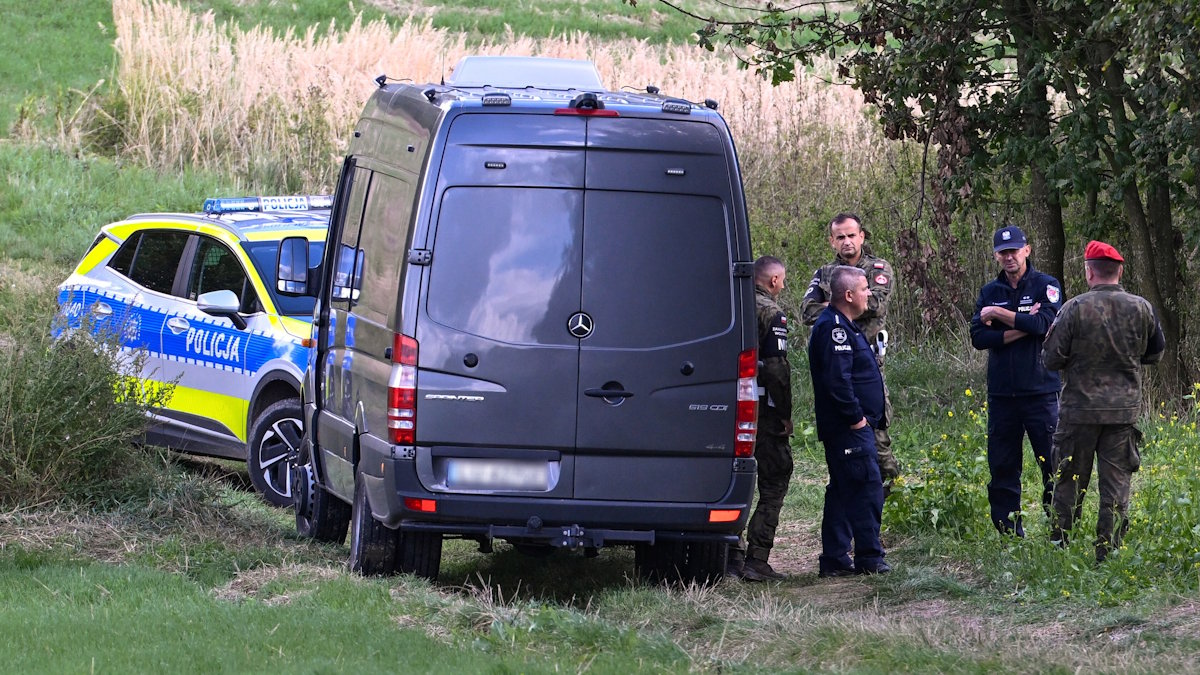 Военнослужащие и полиция Польши на месте падения беспилотника (архивное фото)