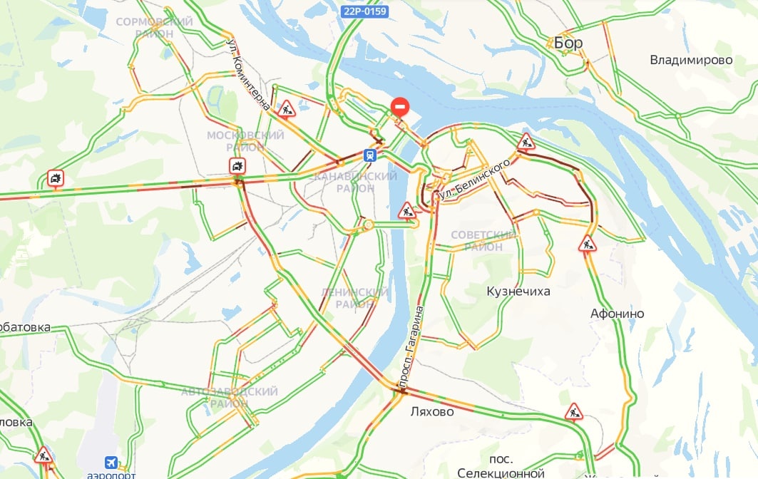 Карта нижнего новгорода пробки на дорогах онлайн в реальном времени