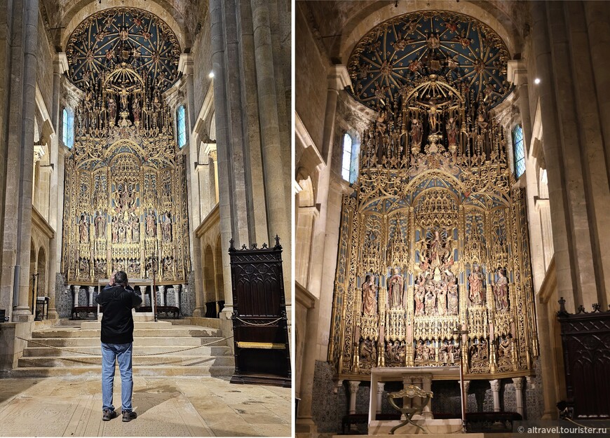 Высокий резной запрестольный образ, покрытый позолотой, действительно очень хорош!