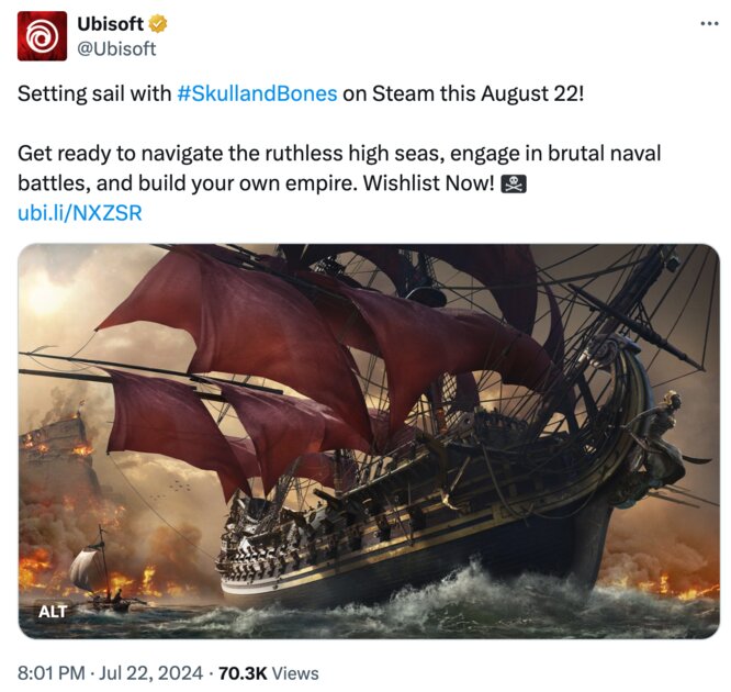 В Steam выйдет «первая АААА-игра»: Skull and Bones готовится к релизу на платформе Valve