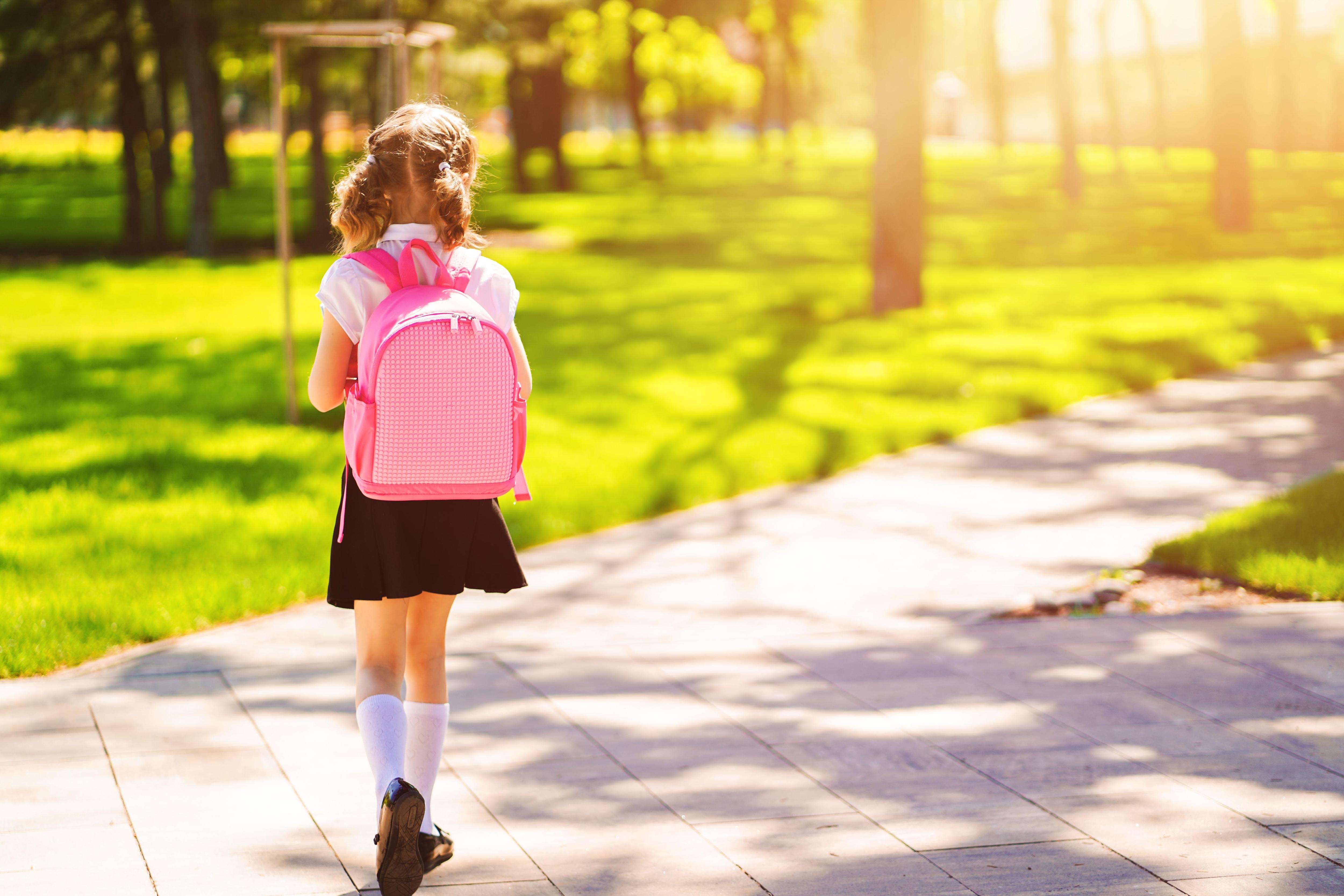 Самостоятельно уходить из школы. Девочка идет в школу. Девочка идет с рюкзаком. Девочка идет в парк. Маленькая девочка с рюкзаком.