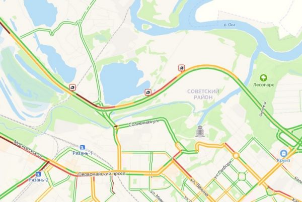 Пробки рязань сейчас онлайн окружная южная карта