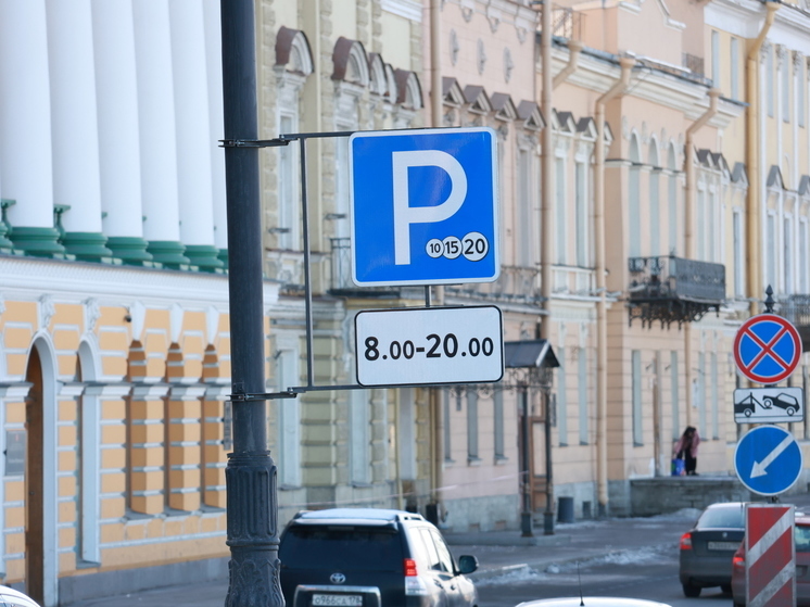 Премиальную иномарку с заклеенными номерами заметили на платной парковке в Петербурге