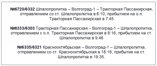 Электричка волгоград расписание красноармейская тракторный