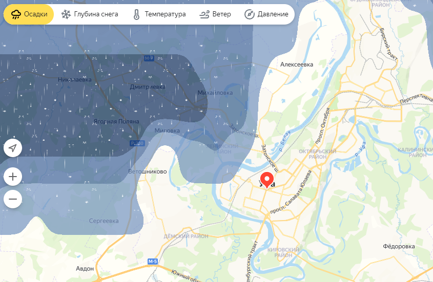 Погода в Уфе: карта осадков и гроз онлайн — Яндекс Погода