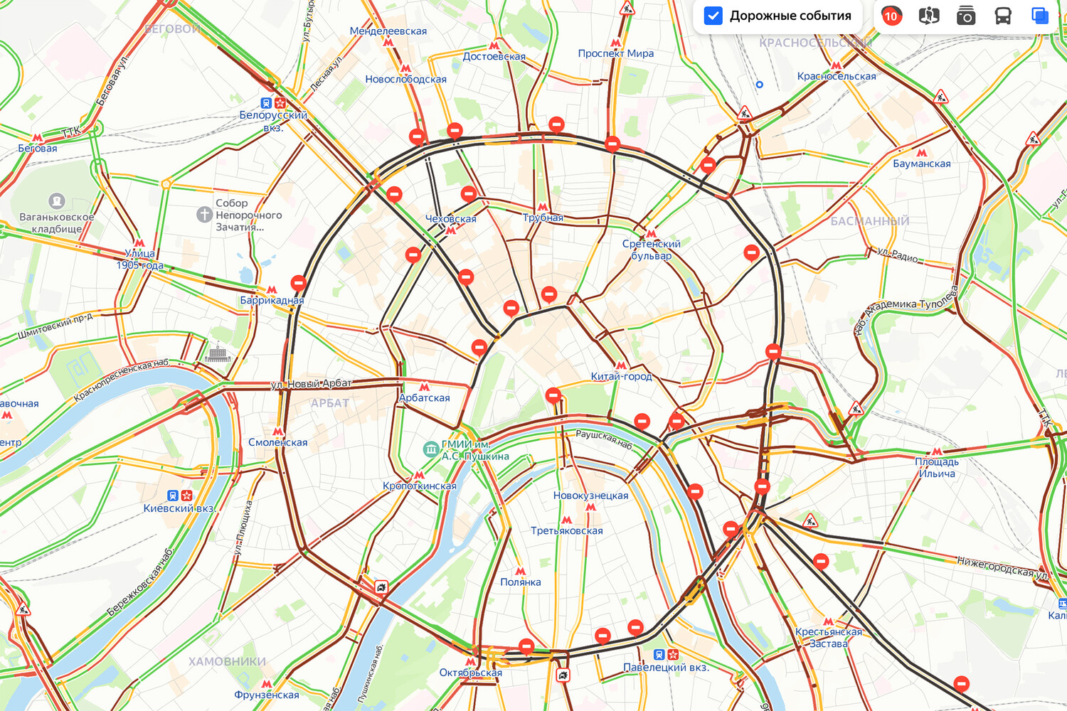 Карта вечерняя москва