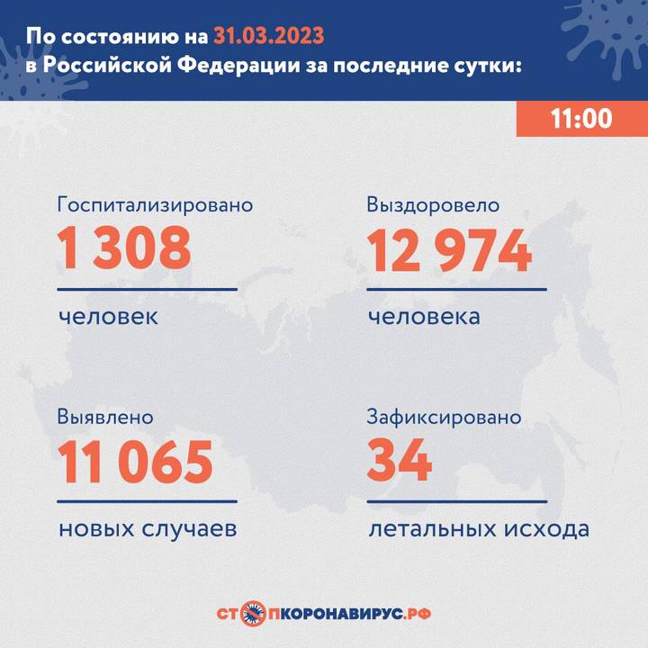В России за сутки выявили 11 065 новых случаев коронавируса