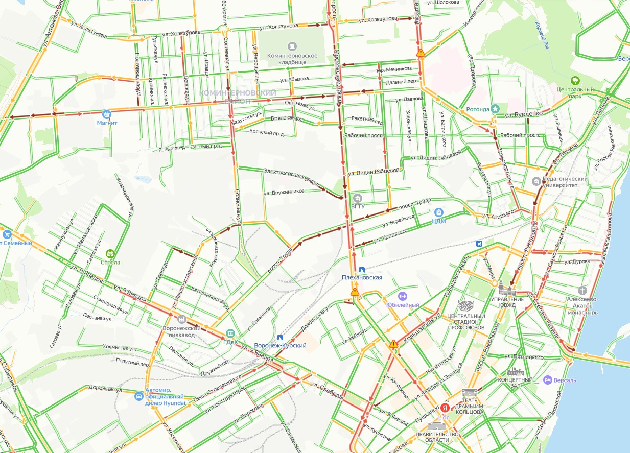 Пробки воронеж сейчас онлайн карта